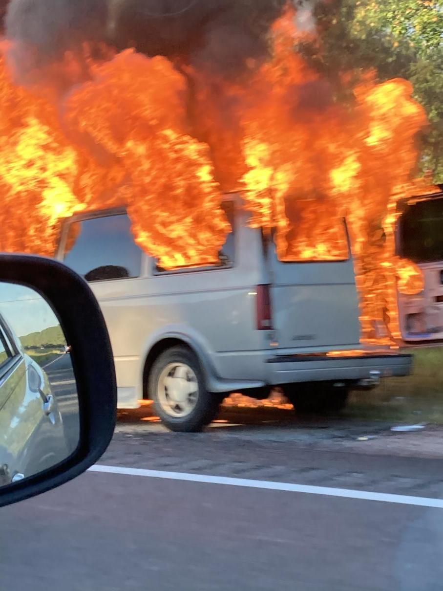 Burning van