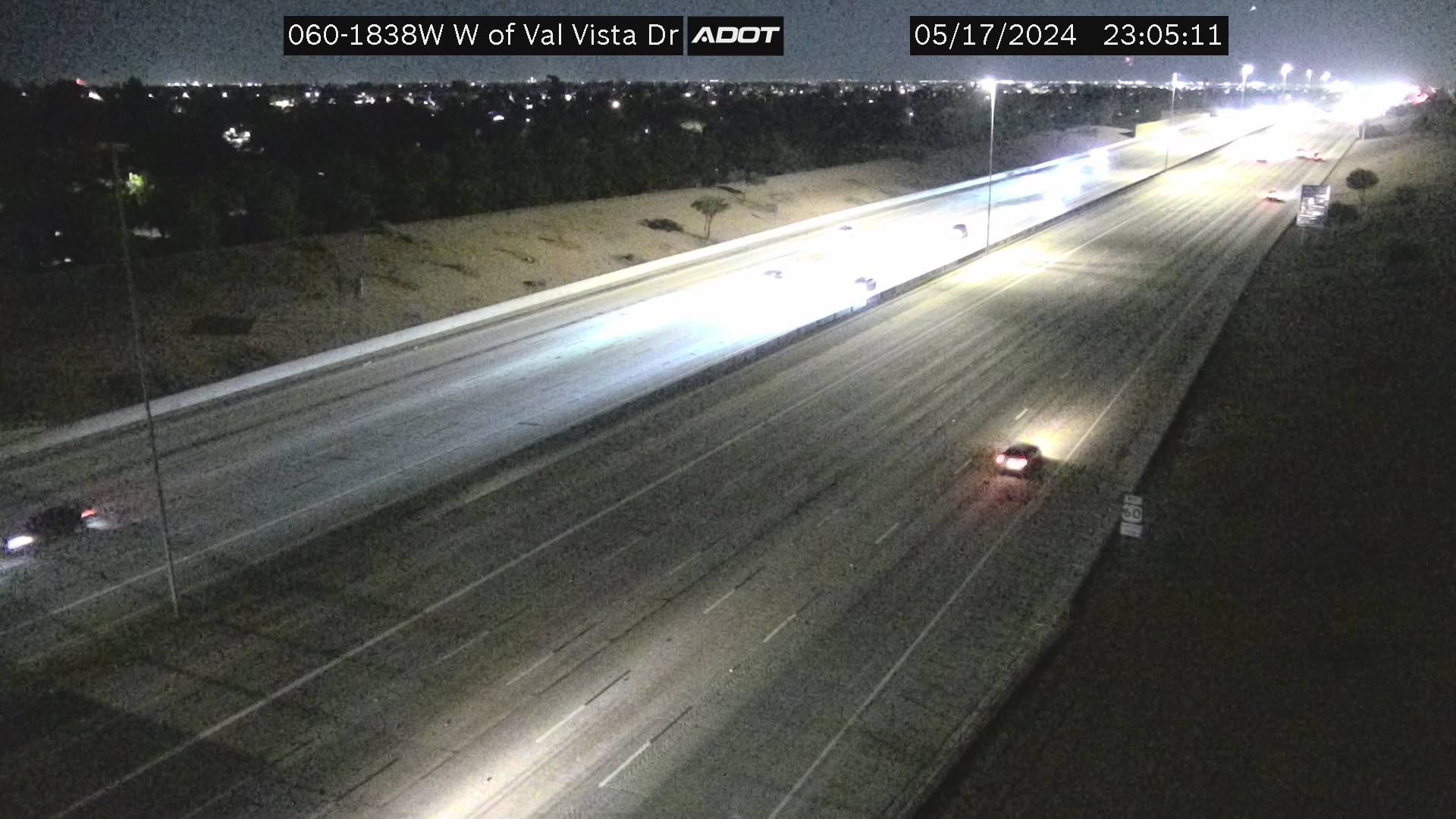 Traffic Cam US-60 WB 183.88 @W of Val Vista -  Westbound Player