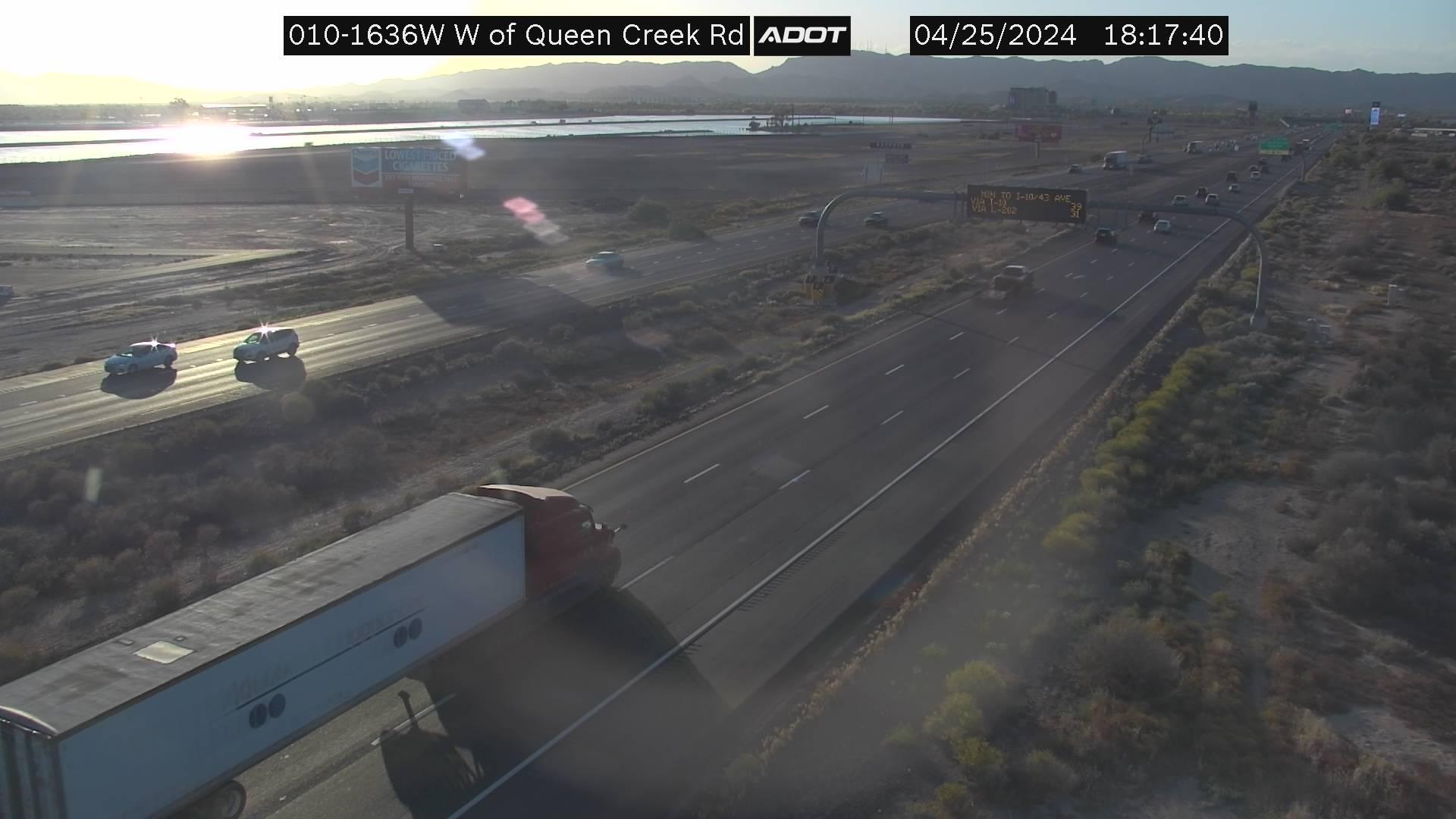 Sun Lakes › West: I-10 WB 163.60 @W of Queen Creek Rd Traffic Camera