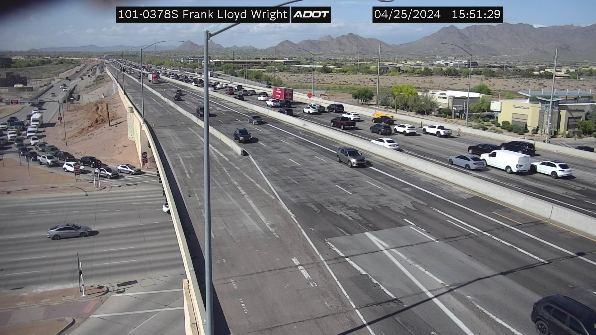 Traffic Cam Scottsdale › South: I-101 SB 37.80 @Frank Lloyd Wright Player