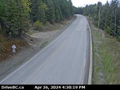 Hwy-6, Shuswap Hill west of Cherryville, looking west. (elevation: 518 metres) Traffic Camera