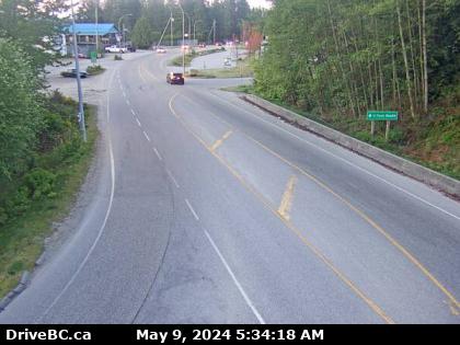 Hwy-101, top of Gibsons Bypass at Stewart Rd, looking south. (elevation: 196 metres) Traffic Camera