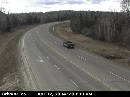 Traffic Cam Hwy-97 at Wabi Estates Road, east of Chetwynd, looking west. (elevation: 754 metres) Player