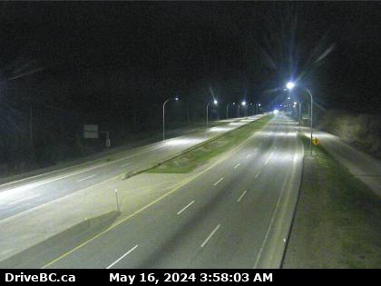 Hwy-5, northbound at Zopkios Rest Area, near the Coquihalla Summit looking north. (elevation: 1208 metres) Traffic Camera