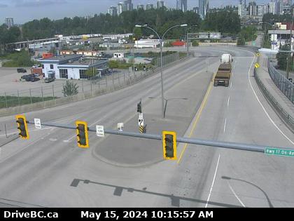 Traffic Cam Hwy-17 (South Fraser Perimeter Rd) at Tannery Rd Overpass in Surrey, looking north. (elevation: 5 metres) Player