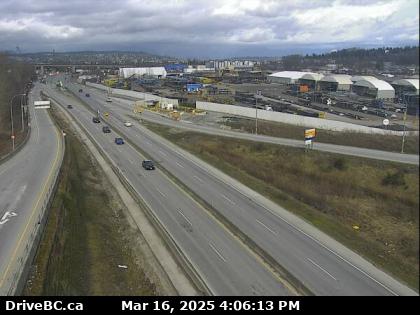 Hwy-17 (South Fraser Perimeter Rd) at Tannery Rd Overpass in Surrey, looking east. (elevation: 5 metres) Traffic Camera