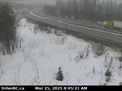 Hwy-97C (Okanagan Connector), about 22 km west of 97/97C Jct, looking west. (elevation: 1271 metres) <div style='font-size:8pt;font-style:italic'> <br>Camera power provided by Brenda Mines. </div> Traffic Camera