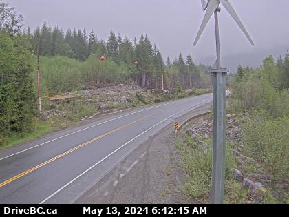 Hwy-19, Tsitika, 101 km north of Campbell River and about 27 km south of Woss, looking south-east. (elevation: 421 metres) Traffic Camera