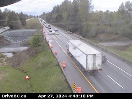 Traffic Cam Hwy-1, west of Abbotsford near Bradner Road, looking west. (elevation: 110 metres) Player