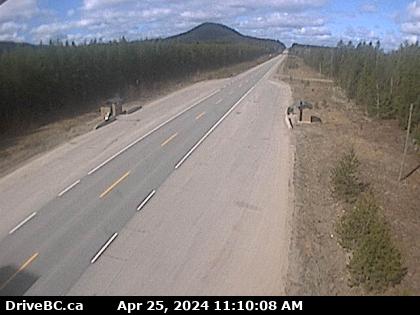 Hwy-16, about 54 km east of Prince George near Purden Lake, looking west. (elevation: 736 metres) Traffic Camera