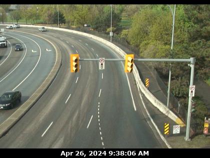 East approach to WR Bennett Bridge at Abbott Street, looking west along Hwy-97. (elevation: 342 metres) Traffic Camera