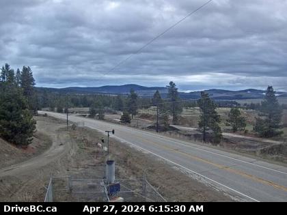 Hwy-3, 9 km west of the Anarchist Summit, east of Osoyoos, looking east. (elevation: 1139 metres) Traffic Camera