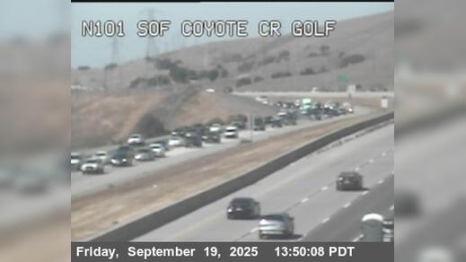 Traffic Cam Madrone › North: TVB69 -- US-101 : South Of Coyote Creek Golf Drive Player