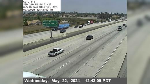 Traffic Cam Rancho Cucamonga › East: I-210 : (118) 0.5 Miles West of Milliken Player