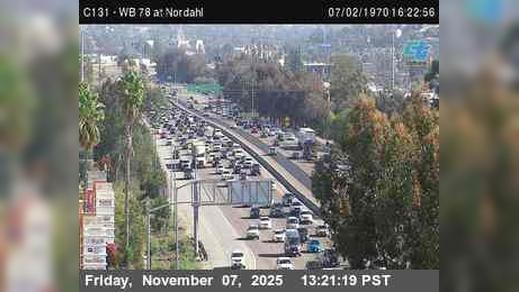 Traffic Cam San Marcos › West: C131) SR-78 : Nordahl Player