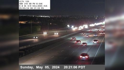 Traffic Cam Rancho Cucamonga › East: I-210 : (120) 0.8 Miles East of Milliken Player