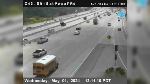 Traffic Cam San Diego › South: C 043) I-15 : Just South Of Poway Road Player