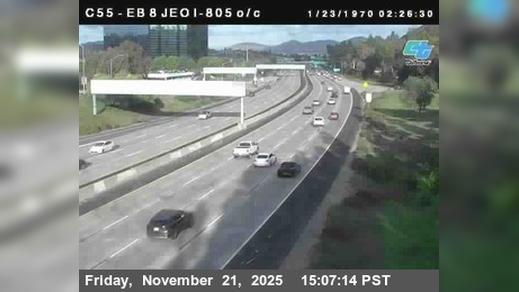 Traffic Cam Normal Heights › East: C 055) I-8 : Just East Of I-805 Player