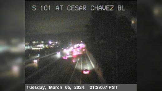 Traffic Cam San Francisco › South: TV312 -- US-101 : At Cesar Chavez Bl Player