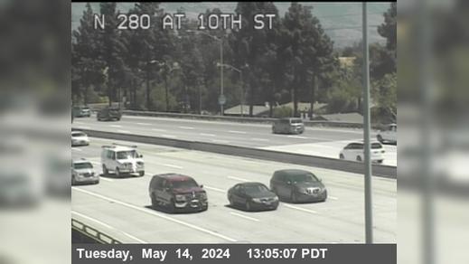 Traffic Cam Downtown Historic District › South: TVB86 -- I-280 : 10th Street Player