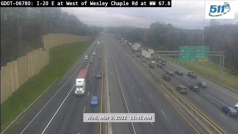 Traffic Cam I-20 EB @ W of Wesley Chapel Rd Player
