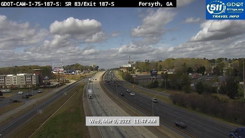 Forsyth: I-75 - 187 S @ SR 83 / Exit 187-S Traffic Camera