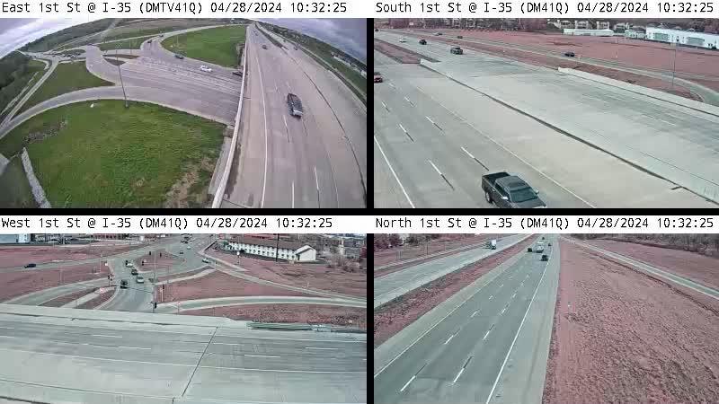 Ankeny: DM - I-35 @ 1st St in - QUAD (41Q) Traffic Camera