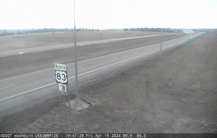 US 83 N (MP: 128.070) Washburn - West  Traffic Camera