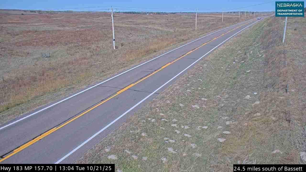 Rock › North: US 183: Rose - S of Bassett: Looking North Traffic Camera