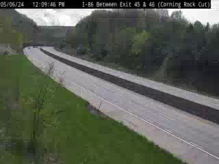 I-86 at Corning Rock Cut (between Exit 45-46 Westbound) - Westbound Traffic Camera