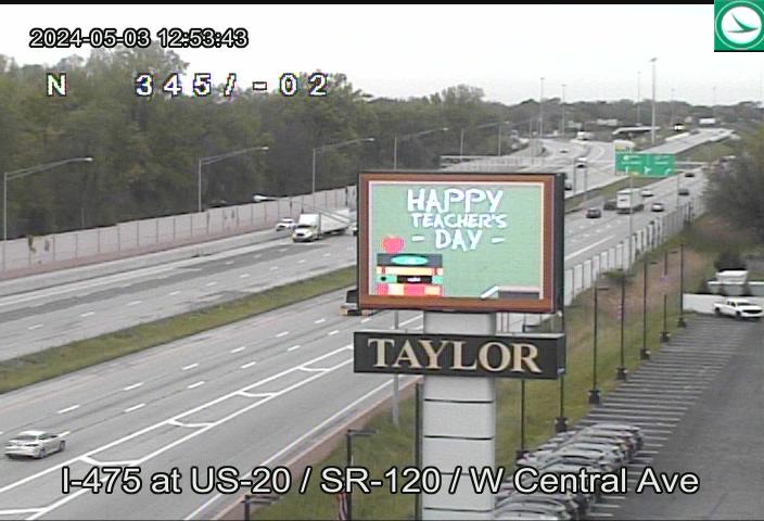Traffic Cam I-475 at US-20 / SR-120 / W Central Ave Player