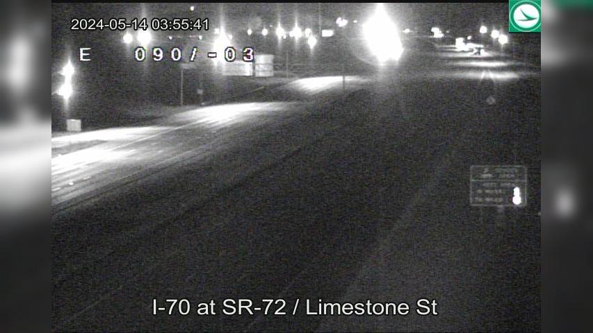 Limecrest: I-70 at SR-72 - Limestone St Traffic Camera