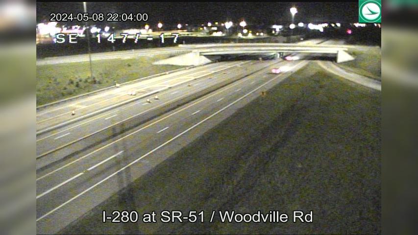 Northwood: I-280 at SR-51 - Woodville Rd Traffic Camera