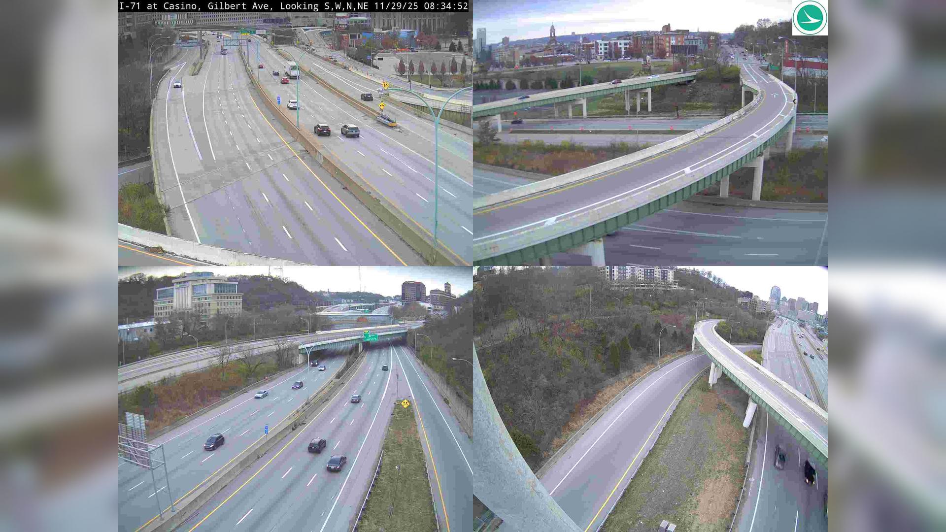 Mount Adams: I-71 at Casino, Gilbert Ave Traffic Camera