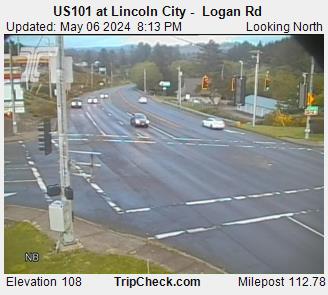 US 101 at Lincoln City -  Logan Rd Traffic Camera
