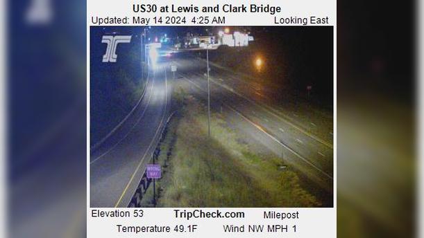Rainier: US 30 at Lewis and Clark Bridge Traffic Camera