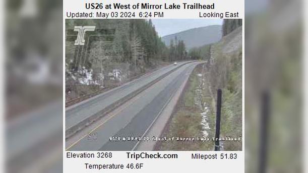 Government Camp: US26 at West of Mirror Lake Trailhead Traffic Camera