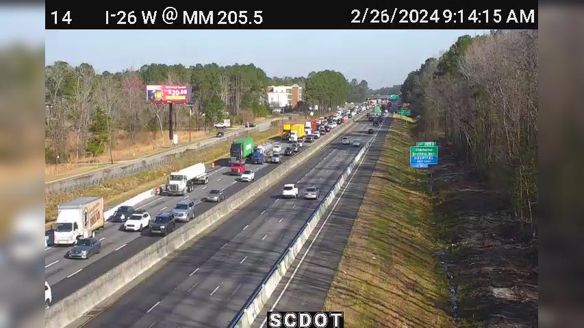 North Charleston: I-26 W @ MM 205.5 Traffic Camera