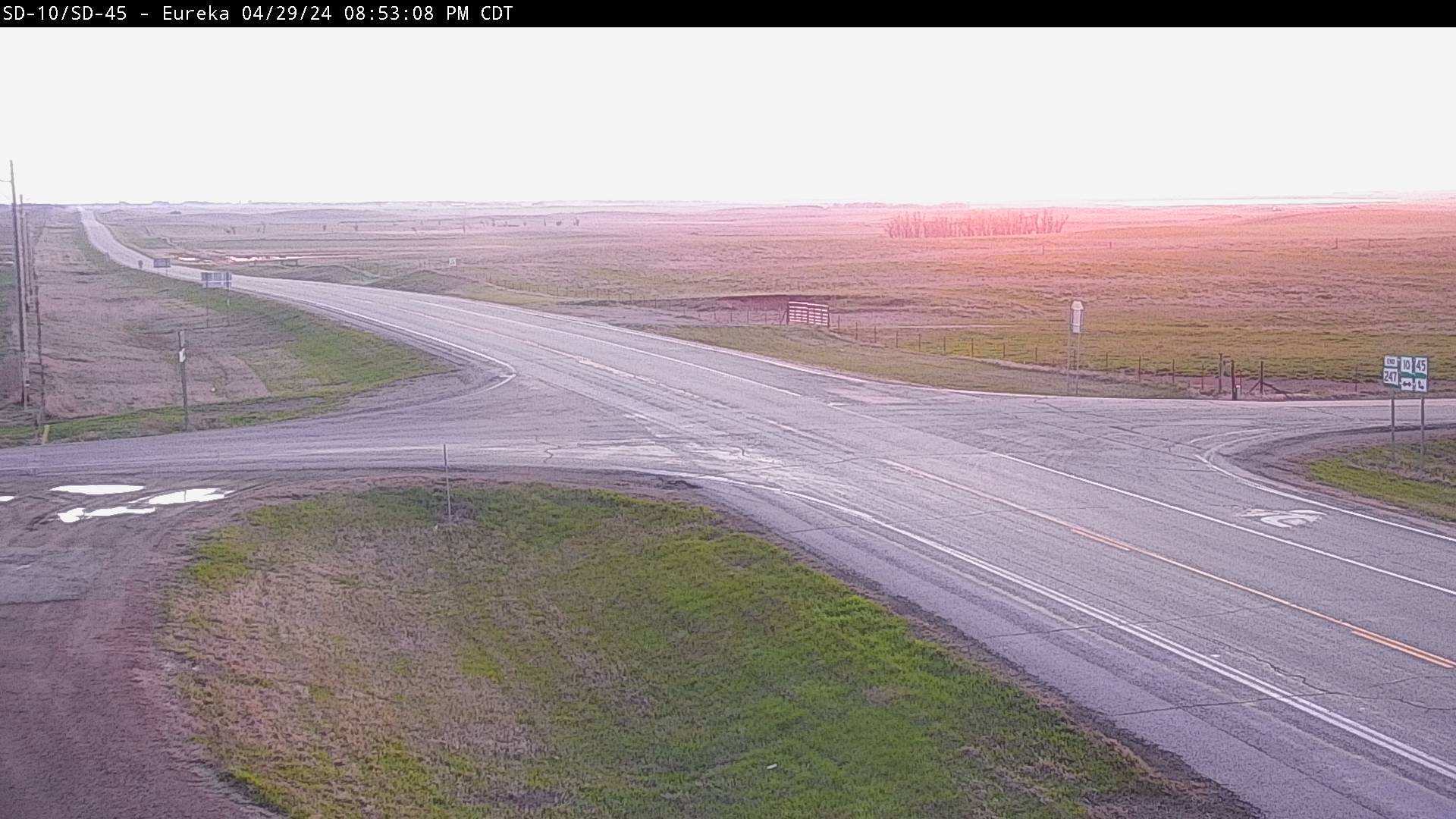 13 miles east of town at SD-10 & SD-45 & SD-247 - West Traffic Camera