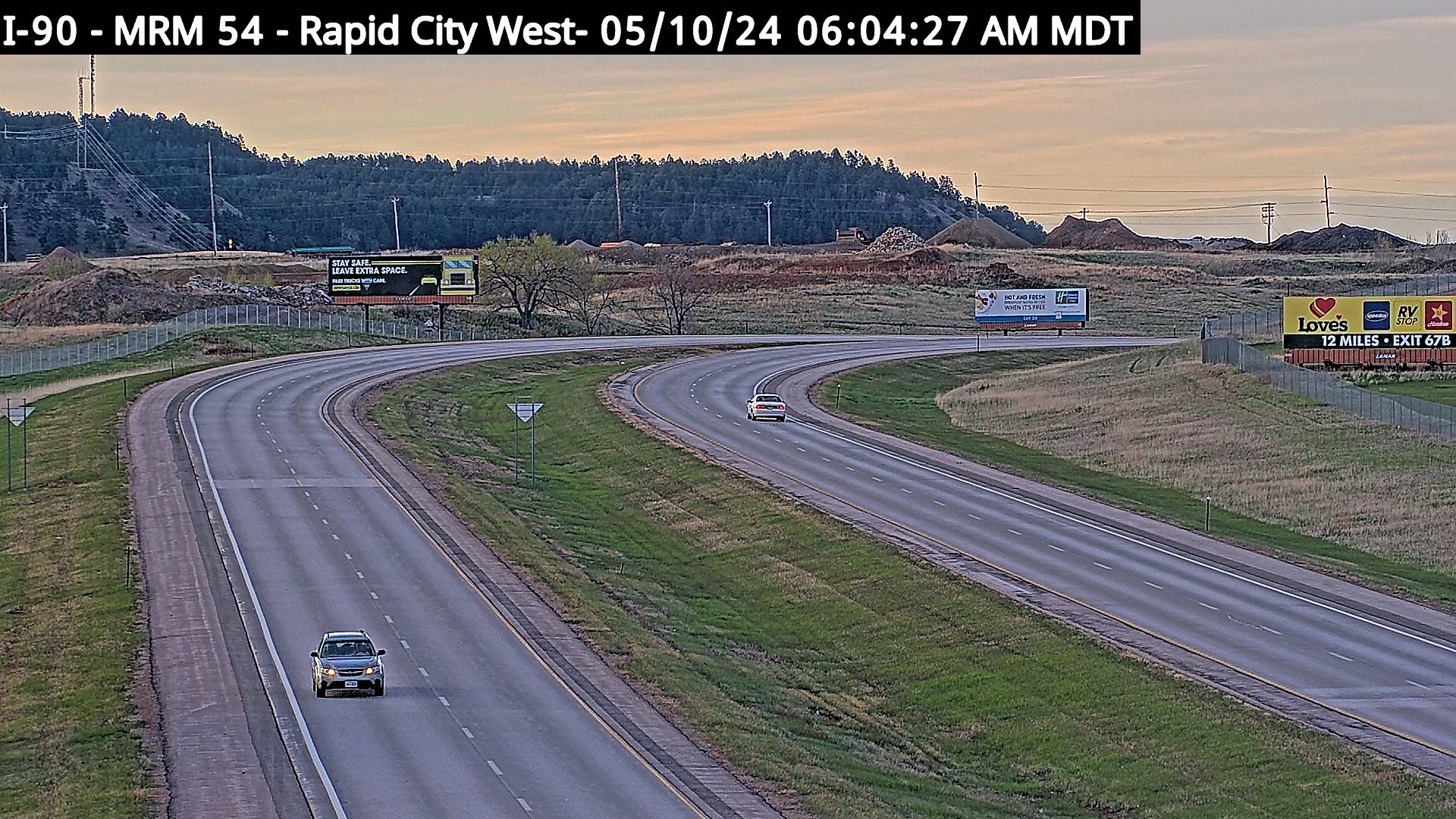 Traffic Cam West of town along I-90 @ MP 54 - South (EB) Player