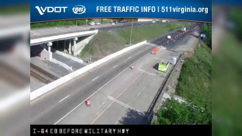 Traffic Cam Chesapeake: I-64 - MM 297.19 - EB - IL BEFORE MILITARY HIGHWAY Player