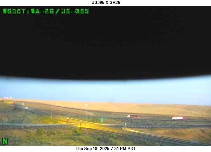 US 395 at MP 66.7: SR 26 Interchange Hatton Coulee Traffic Camera