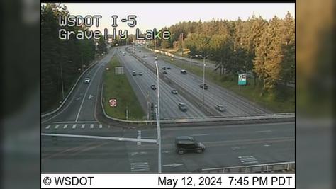 Traffic Cam Lakewood: I-5 at MP 124.6: Gravelly Lk Dr Player